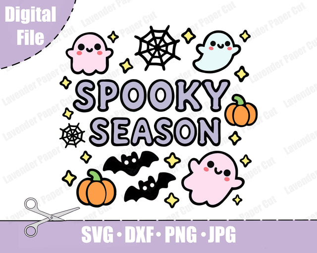 Spooky Season Kawaii Ghost SVG, PNG, Clipart for Sublimation on Cricut and Silhouette, Halloween SVG SVG Lavender Paper Cut 