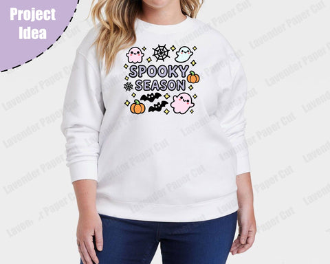 Spooky Season Kawaii Ghost SVG, PNG, Clipart for Sublimation on Cricut and Silhouette, Halloween SVG SVG Lavender Paper Cut 