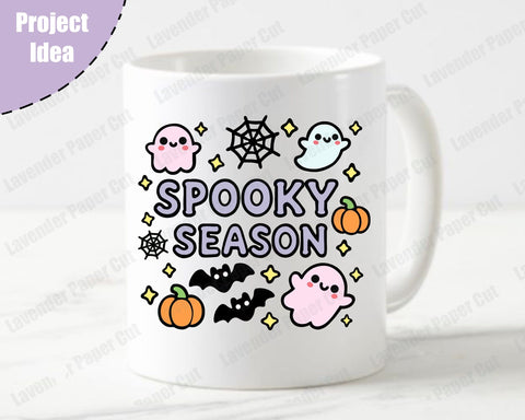 Spooky Season Kawaii Ghost SVG, PNG, Clipart for Sublimation on Cricut and Silhouette, Halloween SVG SVG Lavender Paper Cut 