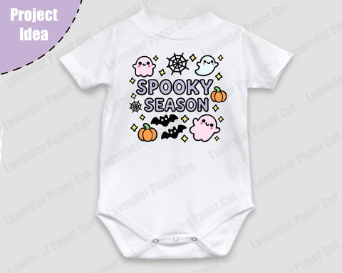 Spooky Season Kawaii Ghost SVG, PNG, Clipart for Sublimation on Cricut and Silhouette, Halloween SVG SVG Lavender Paper Cut 