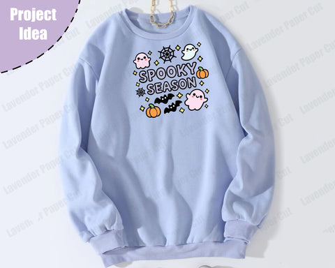 Spooky Season Kawaii Ghost SVG, PNG, Clipart for Sublimation on Cricut and Silhouette, Halloween SVG SVG Lavender Paper Cut 