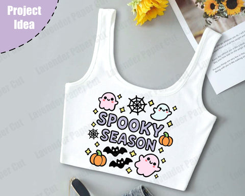 Spooky Season Kawaii Ghost SVG, PNG, Clipart for Sublimation on Cricut and Silhouette, Halloween SVG SVG Lavender Paper Cut 