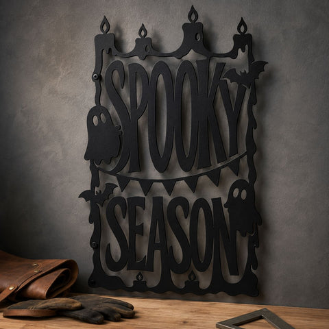 Spooky Season Laser SVG | Halloween Sign DXF | Ghost Bat CNC File | Plasma Cut Metal Art | Halloween Wall Decor Svg SVG HappyDesignStudio 