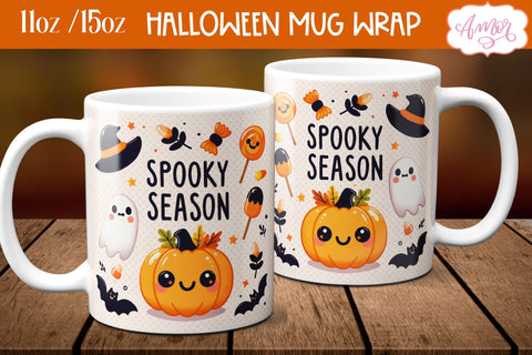 Spooky season mug wrap PNG for sublimation | Halloween mug Sublimation Amorclipart 