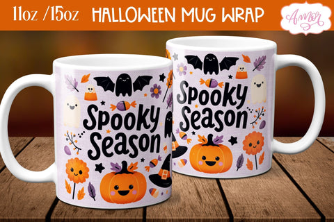 Spooky season mug wrap PNG for sublimation | Halloween mug Sublimation Amorclipart 