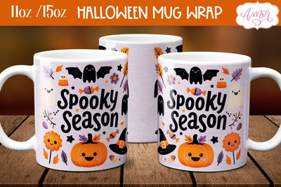 Spooky season mug wrap PNG for sublimation | Halloween mug Sublimation Amorclipart 