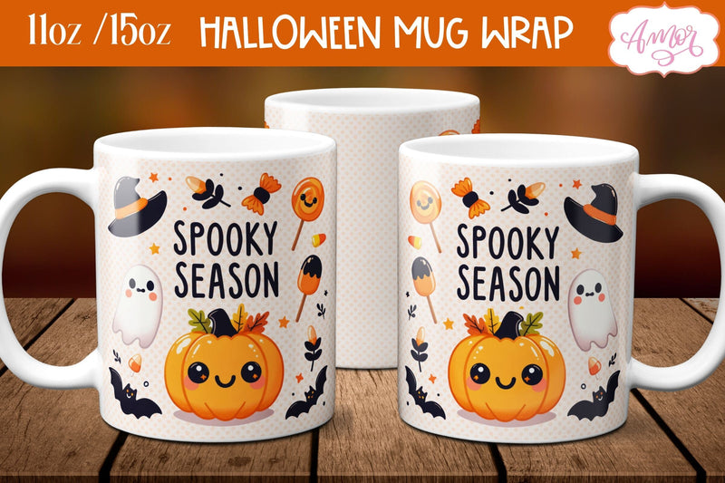 Spooky season mug wrap PNG for sublimation | Halloween mug Sublimation Amorclipart 