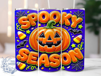 Spooky Season Pumpkin 20oz Tumbler, Pumpkin Motif, Spooky Theme, Season Accent, Glow Art Design, Gothic Flair, Sublimation Wrap, 20oz Tumbler Sublimation ToriDesigns 