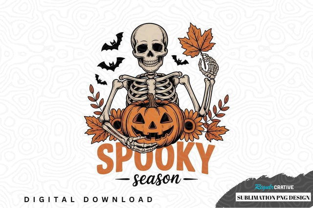 Spooky season skeleton pumpkin design Sublimation Regulrcrative 