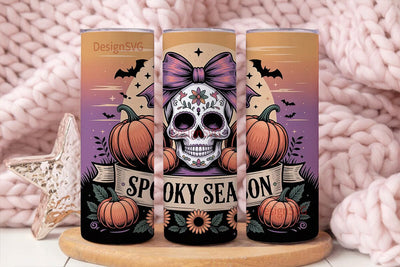 Spooky Season Sugar Skull 20oz Tumbler Sublimation DesignSVG 