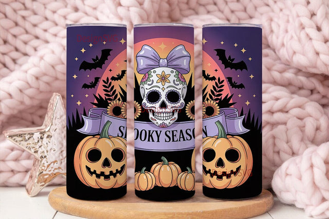 Spooky Season Sugar Skull 20oz Tumbler Sublimation DesignSVG 