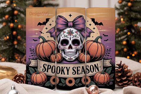 Spooky Season Sugar Skull 20oz Tumbler Sublimation DesignSVG 