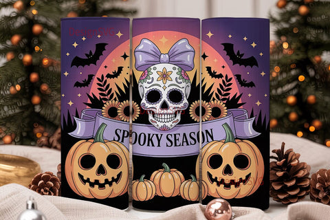 Spooky Season Sugar Skull 20oz Tumbler Sublimation DesignSVG 