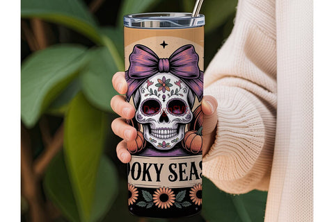 Spooky Season Sugar Skull 20oz Tumbler Sublimation DesignSVG 