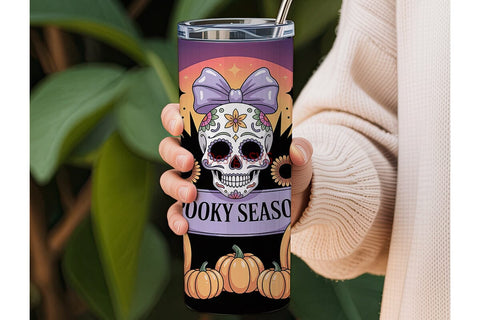 Spooky Season Sugar Skull 20oz Tumbler Sublimation DesignSVG 