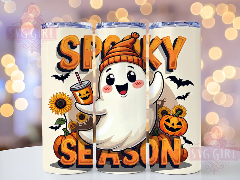 Spooky Season Tumbler, Cute Ghost PNG, Halloween Tumbler Wrap, 20 oz Tumbler, Sublimation Design, Digital Download, Ghostly Decor, Fall Tumbler, Halloween Gift Sublimation SvggirlplusArt 