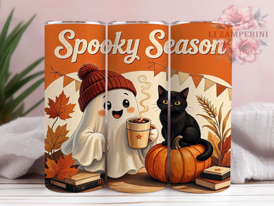 Spooky Season Vintage 20oz Tumbler, Spooky Season Motif, Vintage Theme, Halloween Accent, Festive Charm, Whimsical Style, Sublimation Wrap, 20oz Tumbler Sublimation Li Zamperini 