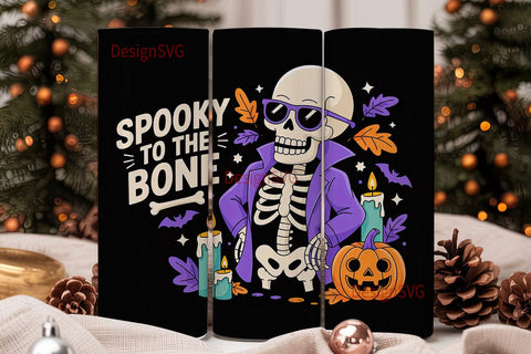 Spooky Skeleton 20oz Tumbler Wrap Sublimation DesignSVG 
