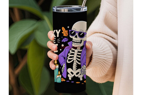 Spooky Skeleton 20oz Tumbler Wrap Sublimation DesignSVG 