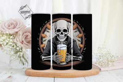 Spooky Skeleton Beer Tumbler Wrap Sublimation sassyprint 