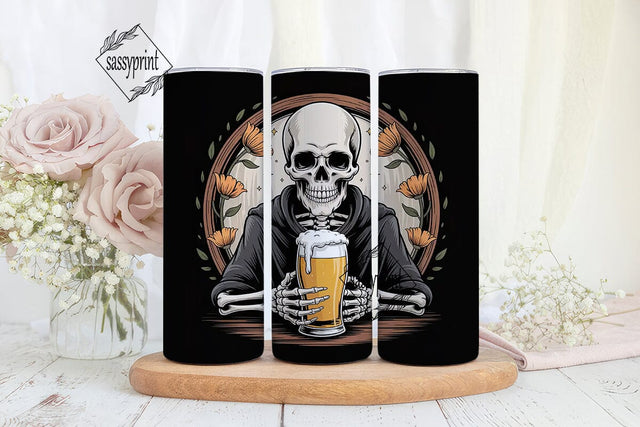 Spooky Skeleton Beer Tumbler Wrap Sublimation sassyprint 