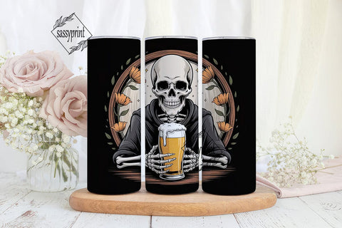 Spooky Skeleton Beer Tumbler Wrap Sublimation sassyprint 