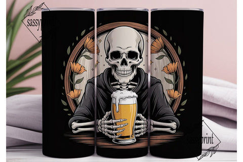 Spooky Skeleton Beer Tumbler Wrap Sublimation sassyprint 