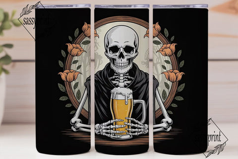Spooky Skeleton Beer Tumbler Wrap Sublimation sassyprint 