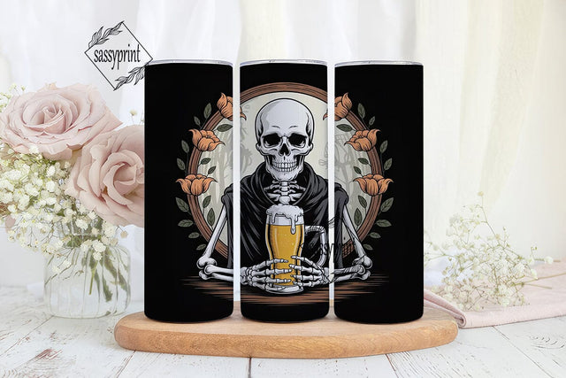 Spooky Skeleton Beer Tumbler Wrap Sublimation sassyprint 
