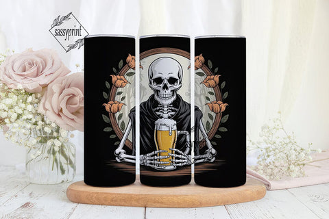 Spooky Skeleton Beer Tumbler Wrap Sublimation sassyprint 