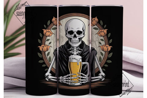 Spooky Skeleton Beer Tumbler Wrap Sublimation sassyprint 