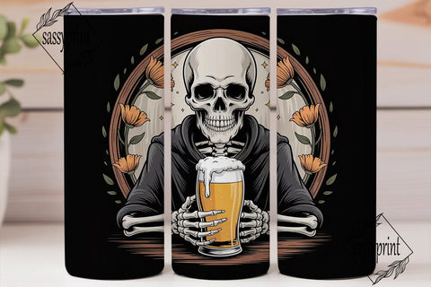 Spooky Skeleton Beer Tumbler Wrap Sublimation sassyprint 