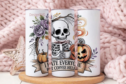 Spooky Skeleton Coffee 20oz Tumbler Wrap Sublimation DesignSVG 