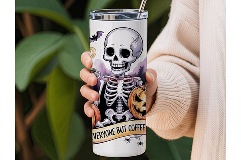 Spooky Skeleton Coffee 20oz Tumbler Wrap Sublimation DesignSVG 