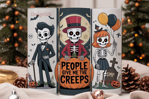 Spooky Skeleton Crew 20oz Tumbler Wrap Sublimation DesignSVG 