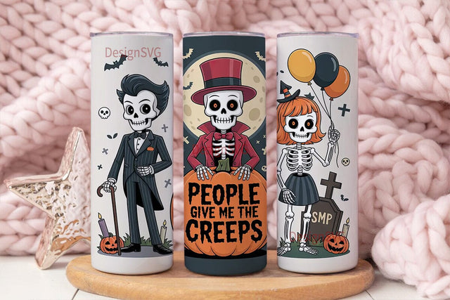 Spooky Skeleton Crew 20oz Tumbler Wrap Sublimation DesignSVG 