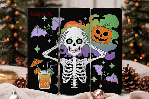 Spooky Skeleton Halloween 20oz Tumbler Sublimation DesignSVG 