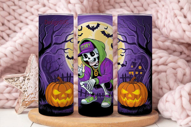 Spooky Skeleton Halloween 20oz Tumbler Sublimation DesignSVG 