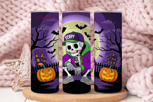 Spooky Skeleton Halloween 20oz Tumbler Sublimation DesignSVG 