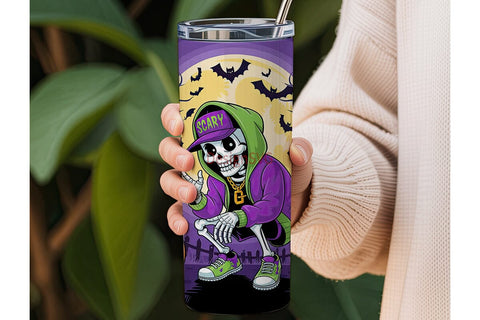Spooky Skeleton Halloween 20oz Tumbler Sublimation DesignSVG 