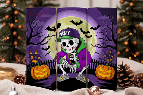 Spooky Skeleton Halloween 20oz Tumbler Sublimation DesignSVG 