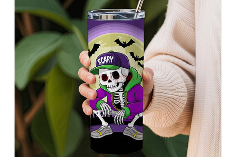 Spooky Skeleton Halloween 20oz Tumbler Sublimation DesignSVG 