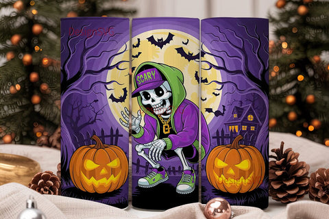 Spooky Skeleton Halloween 20oz Tumbler Sublimation DesignSVG 