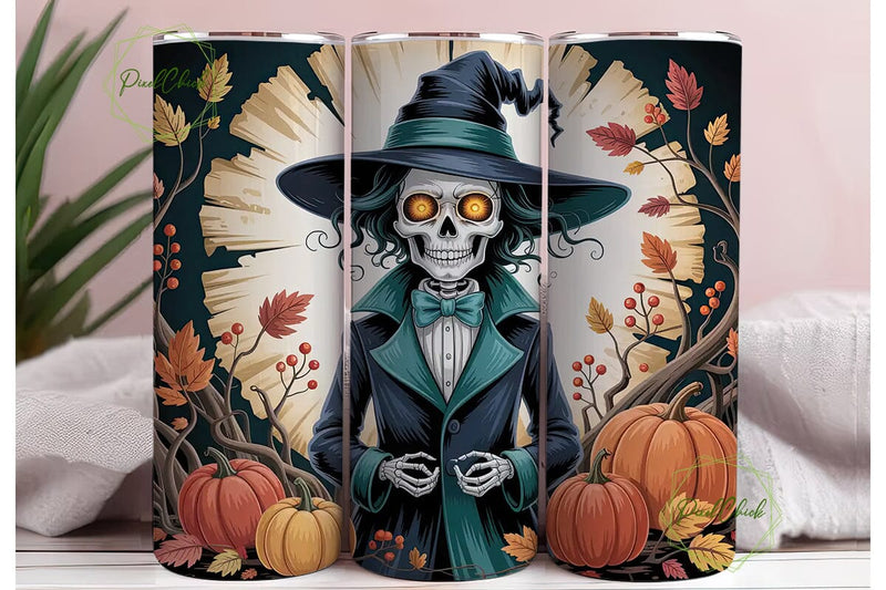 Spooky Skeleton Halloween 20oz Tumbler Sublimation PixelChick 