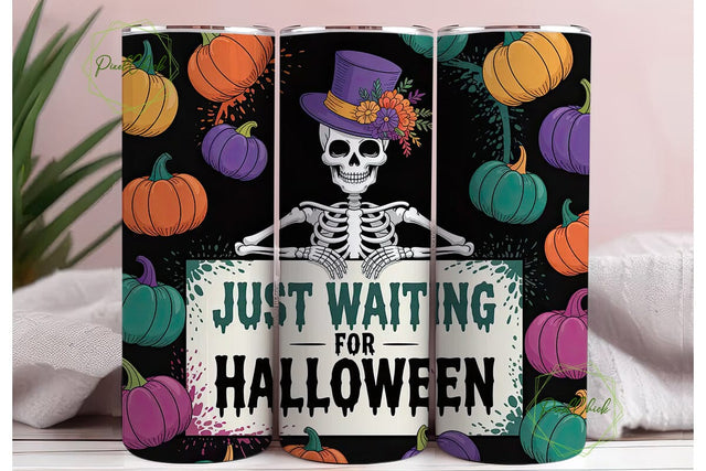 Spooky Skeleton Halloween 20oz Tumbler Sublimation PixelChick 