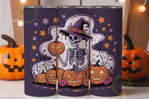 Spooky Skeleton Halloween 20oz Tumbler Sublimation PixelChick 
