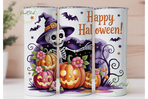 Spooky Skeleton Halloween 20oz Tumbler Sublimation PixelChick 