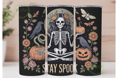Spooky Skeleton Halloween 20oz Tumbler Sublimation PixelChick 
