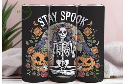 Spooky Skeleton Halloween 20oz Tumbler Sublimation PixelChick 