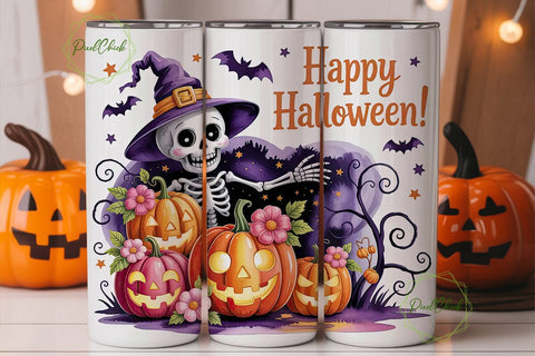 Spooky Skeleton Halloween 20oz Tumbler Sublimation PixelChick 